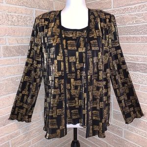 R&M Richards Metallic Layered Blouse Jacket
